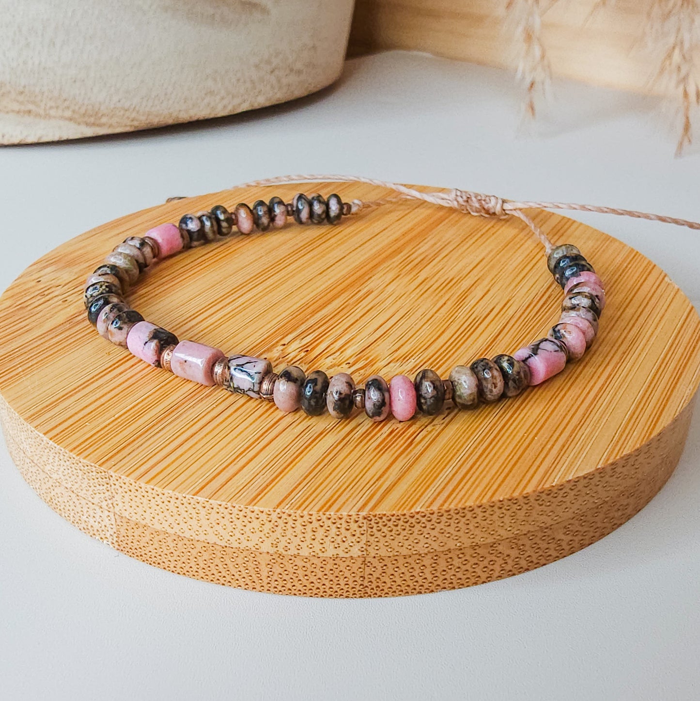 Handmade Rhodonite Beaded Bracelet