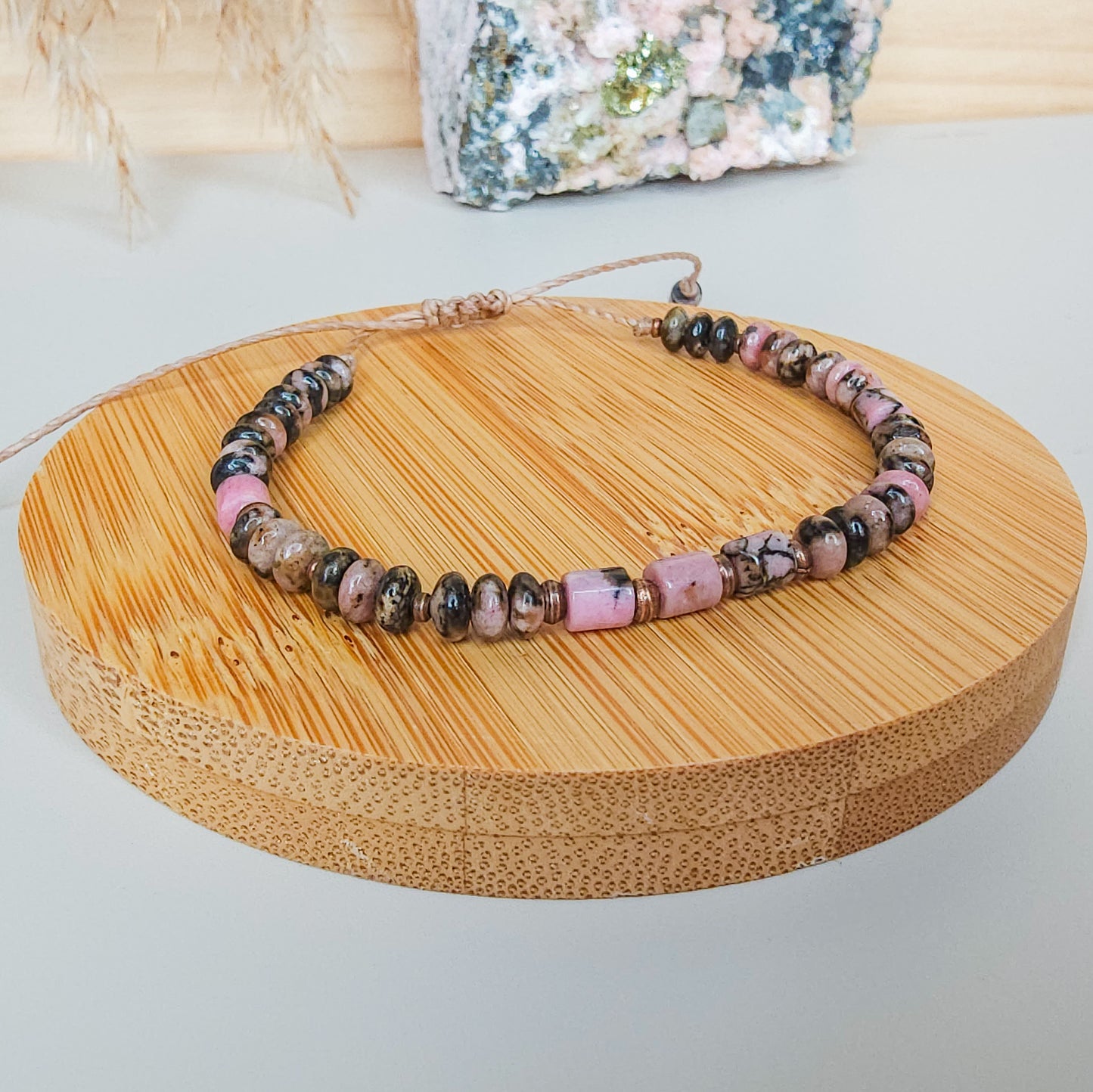 Handmade Rhodonite Beaded Bracelet