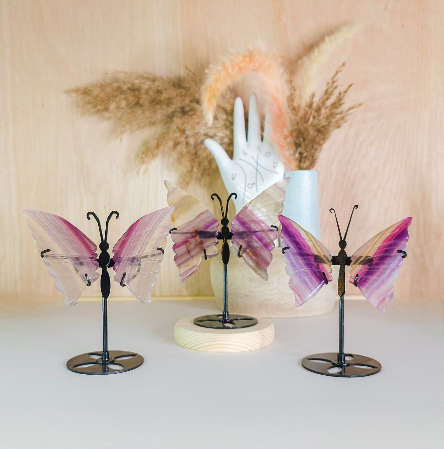 Fluorite Butterfly Wings on the stand