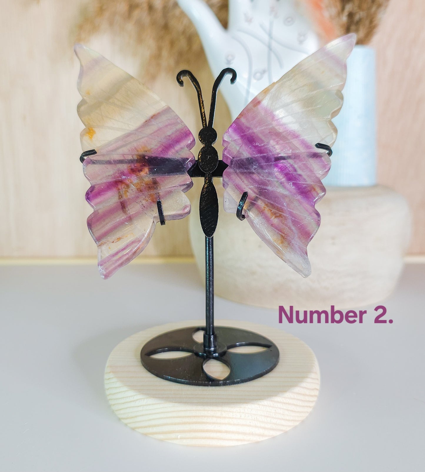 Fluorite Butterfly Wings on the stand