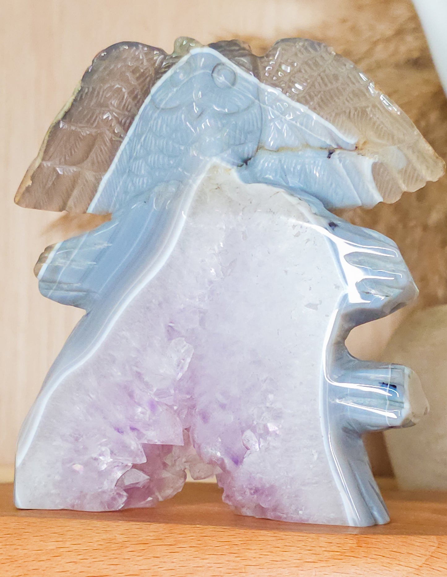 Brazilian Agate with Amethyst Owl