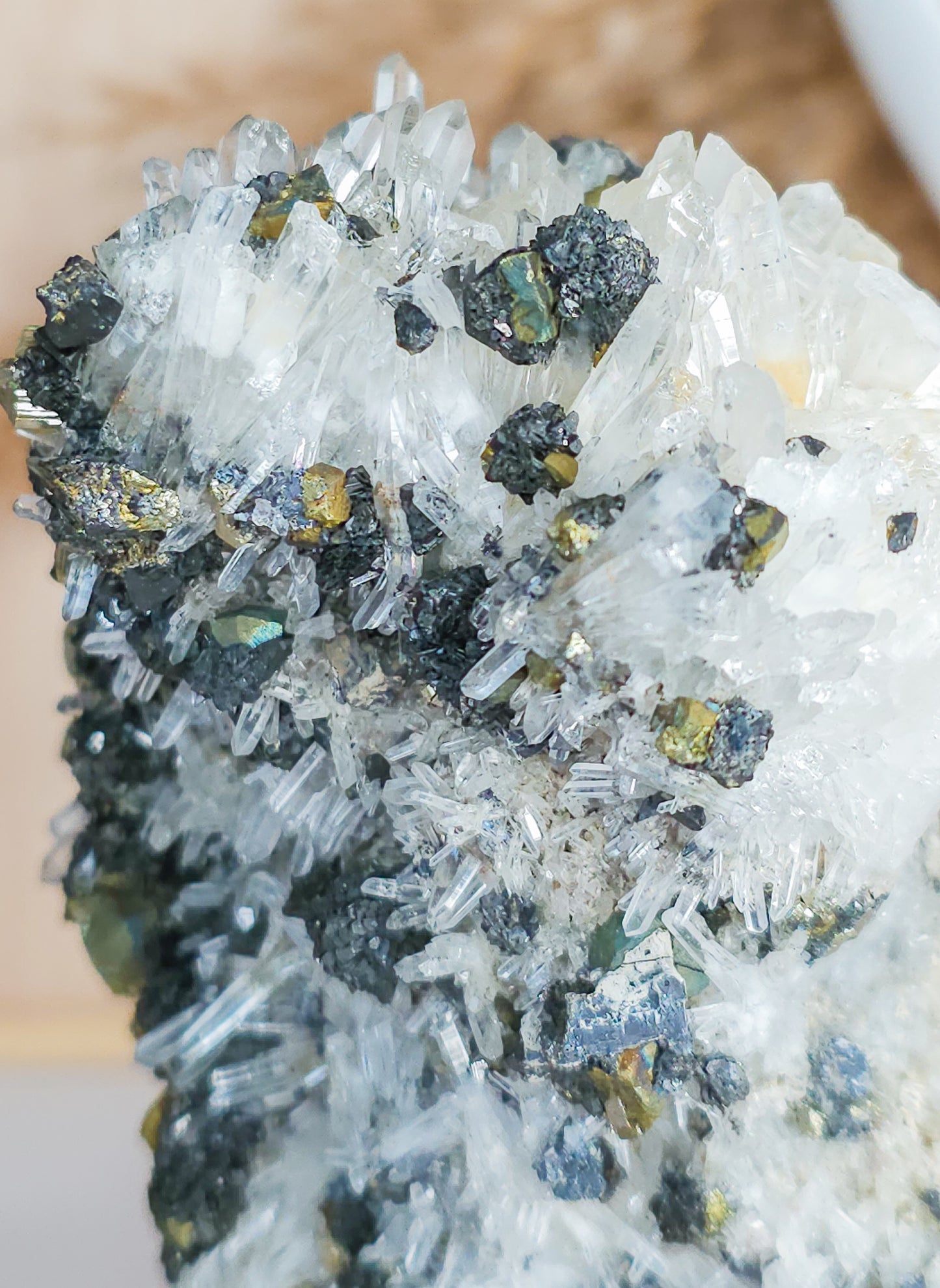 Quartz with Sphalerite and Pyrite specimen