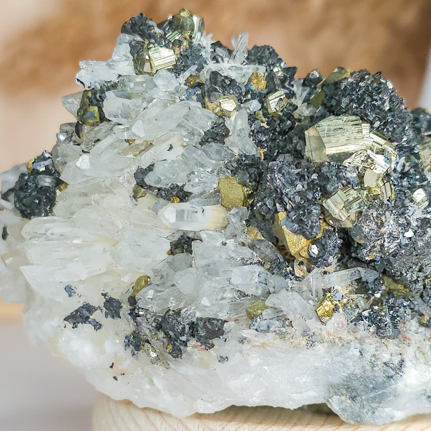 Quartz with Sphalerite and Pyrite specimen