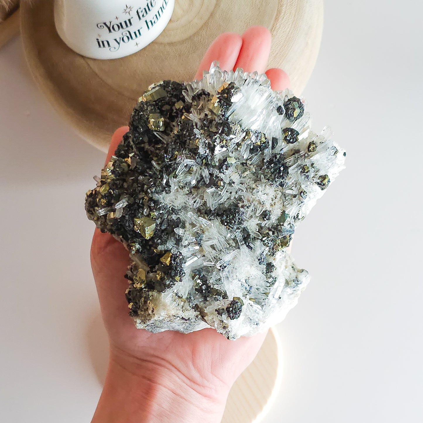 Quartz with Sphalerite and Pyrite specimen