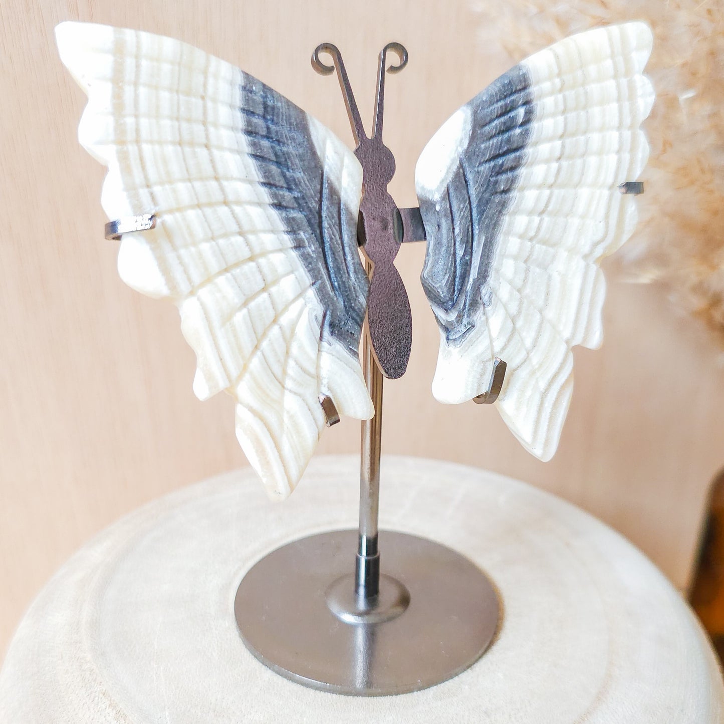 Banded Calcite Butterfly Wings on the stand