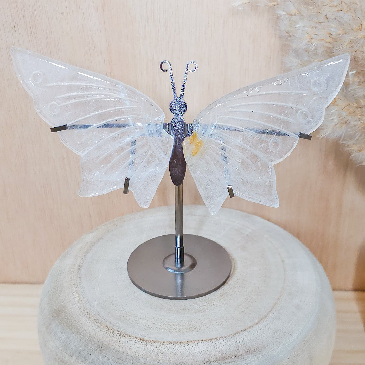 Clear Quartz Butterfly wings on the stand