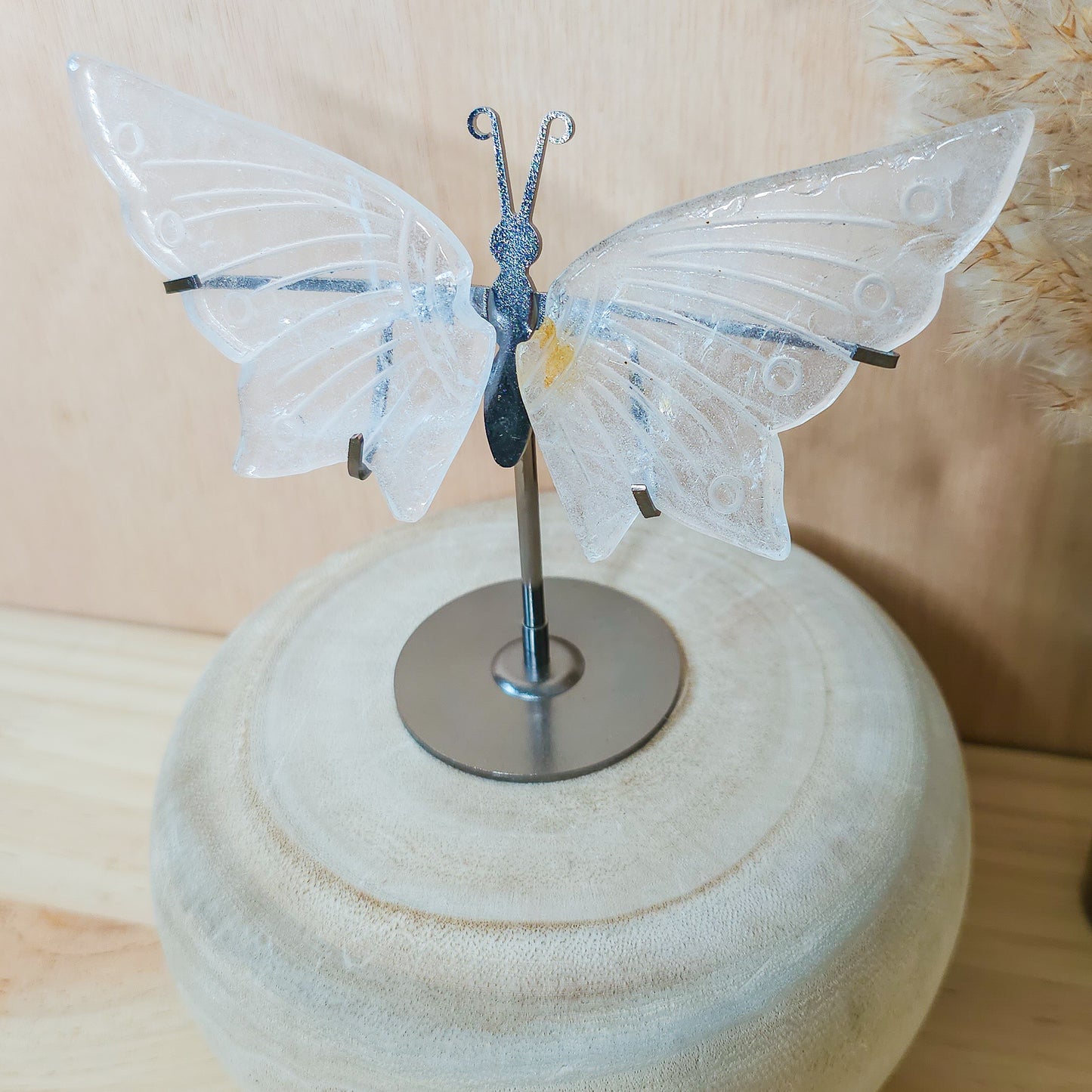 Clear Quartz Butterfly wings on the stand