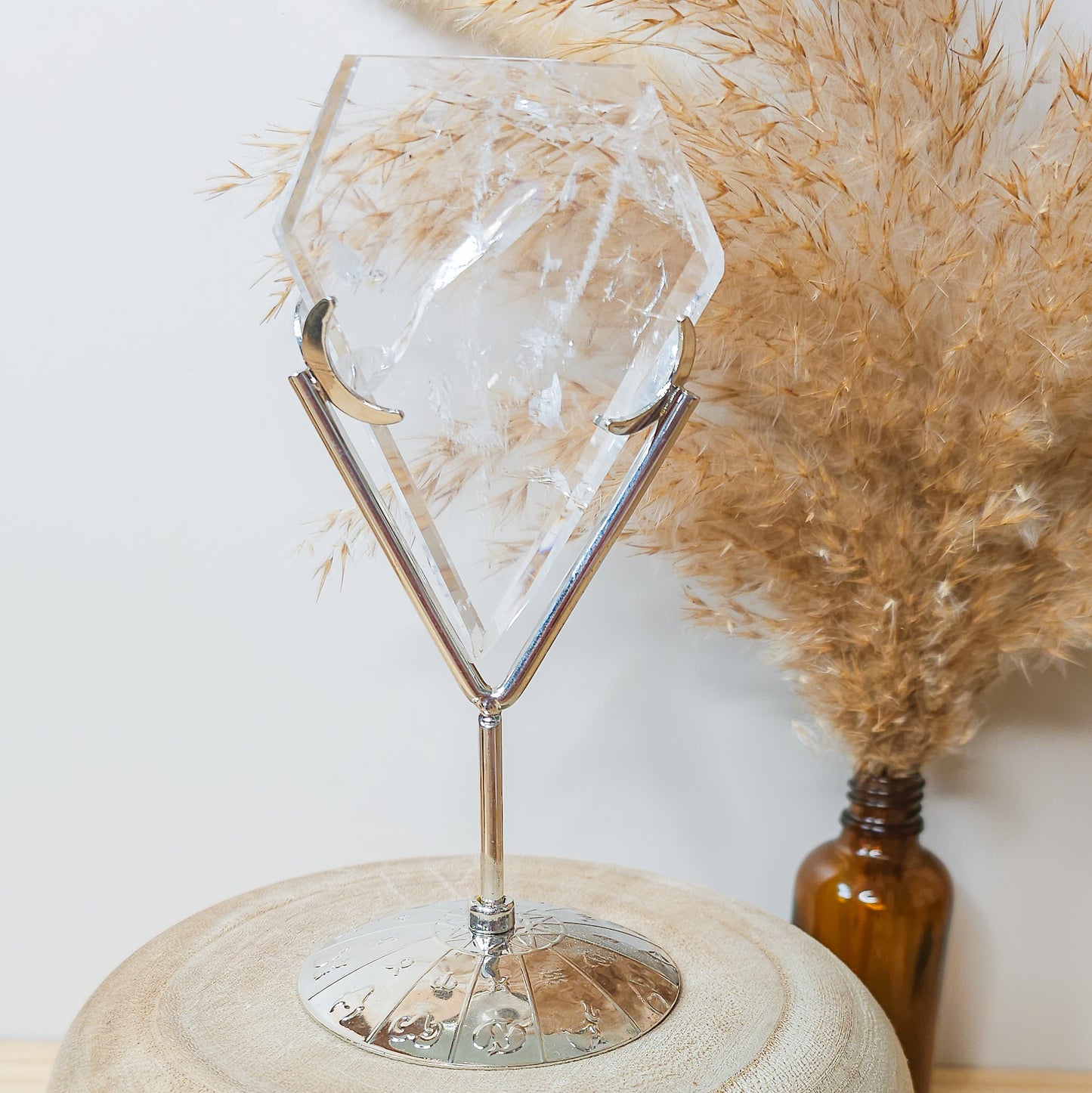 Clear Quartz Diamond on the stand