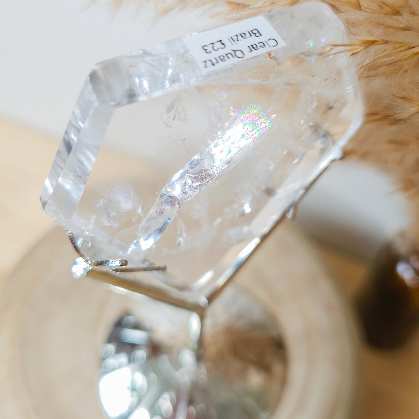 Clear Quartz Diamond on the stand