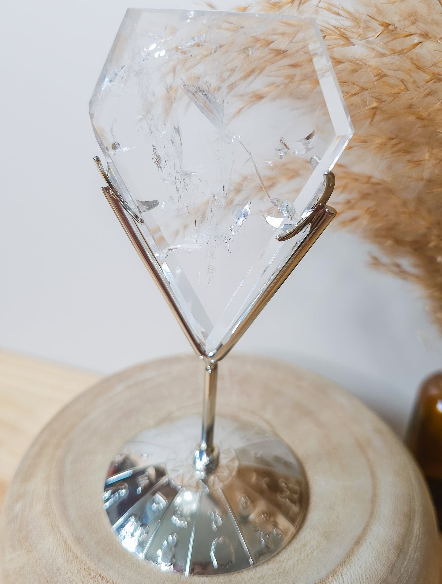 Clear Quartz Diamond on the stand