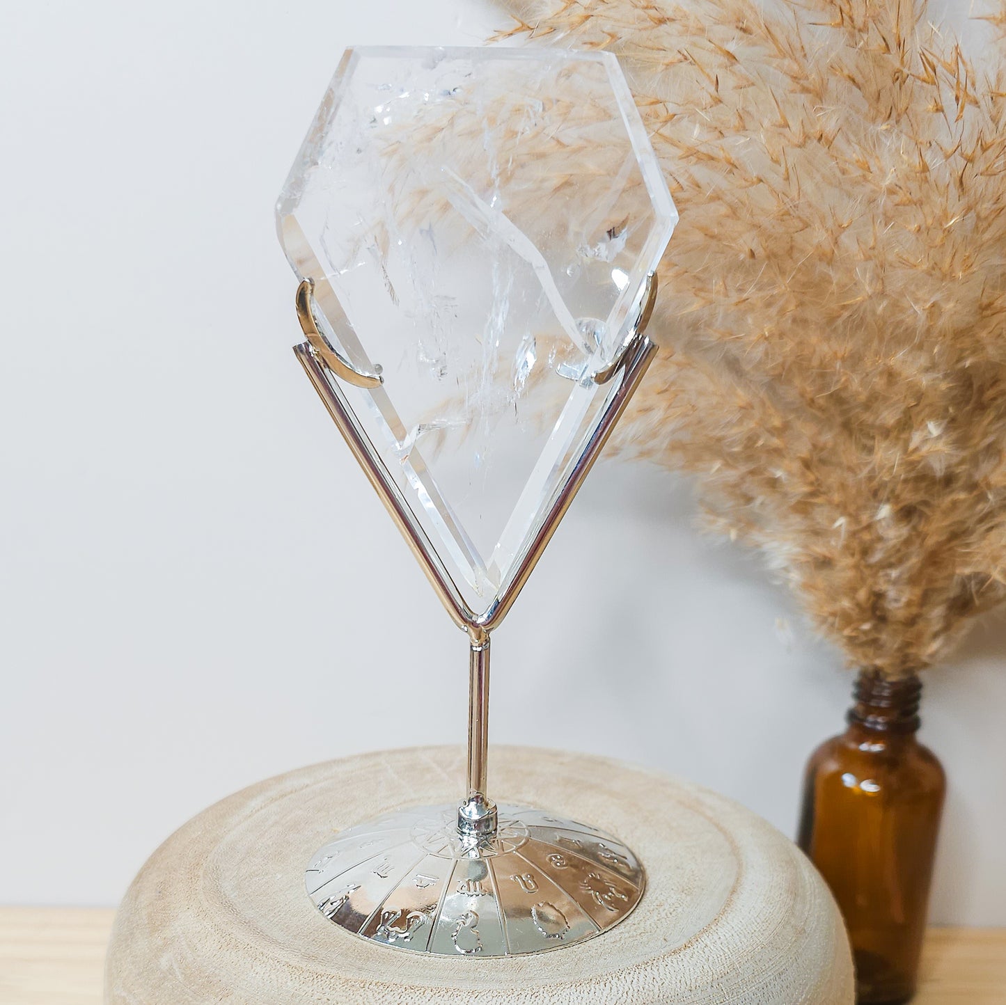 Clear Quartz Diamond on the stand