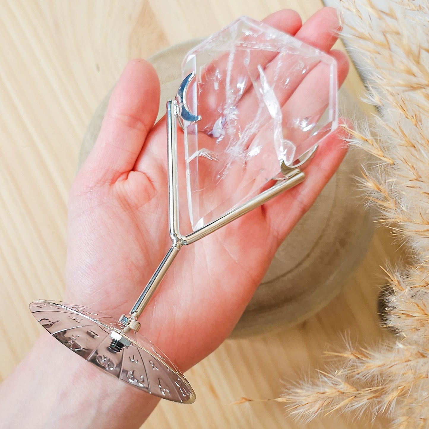 Clear Quartz Diamond on the stand