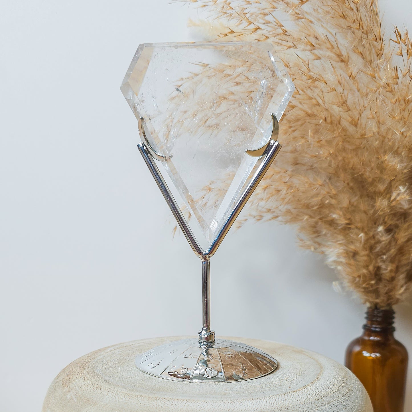 Clear Quartz Diamond on the stand