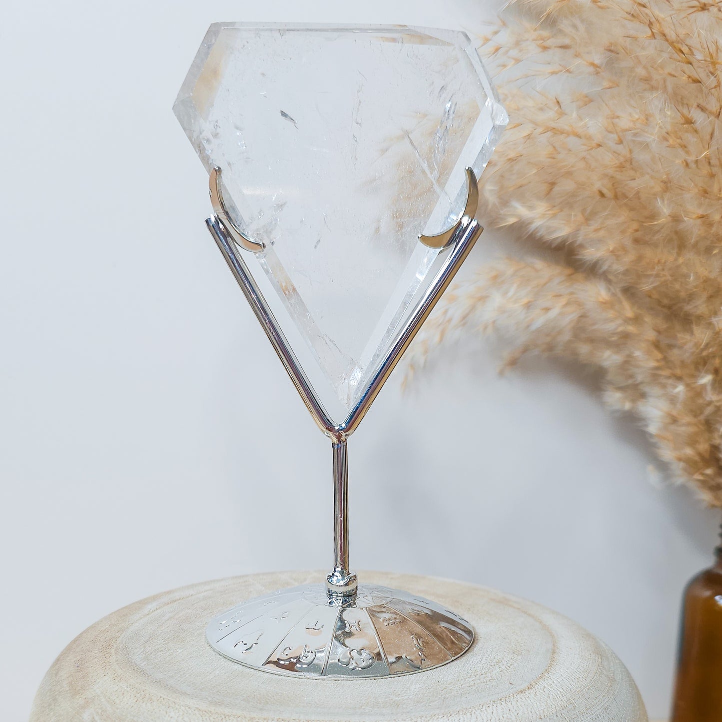 Clear Quartz Diamond on the stand