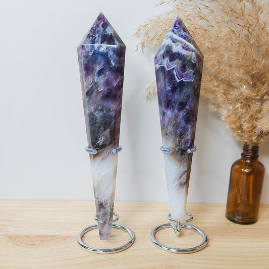 Dream Amethyst wands on stands