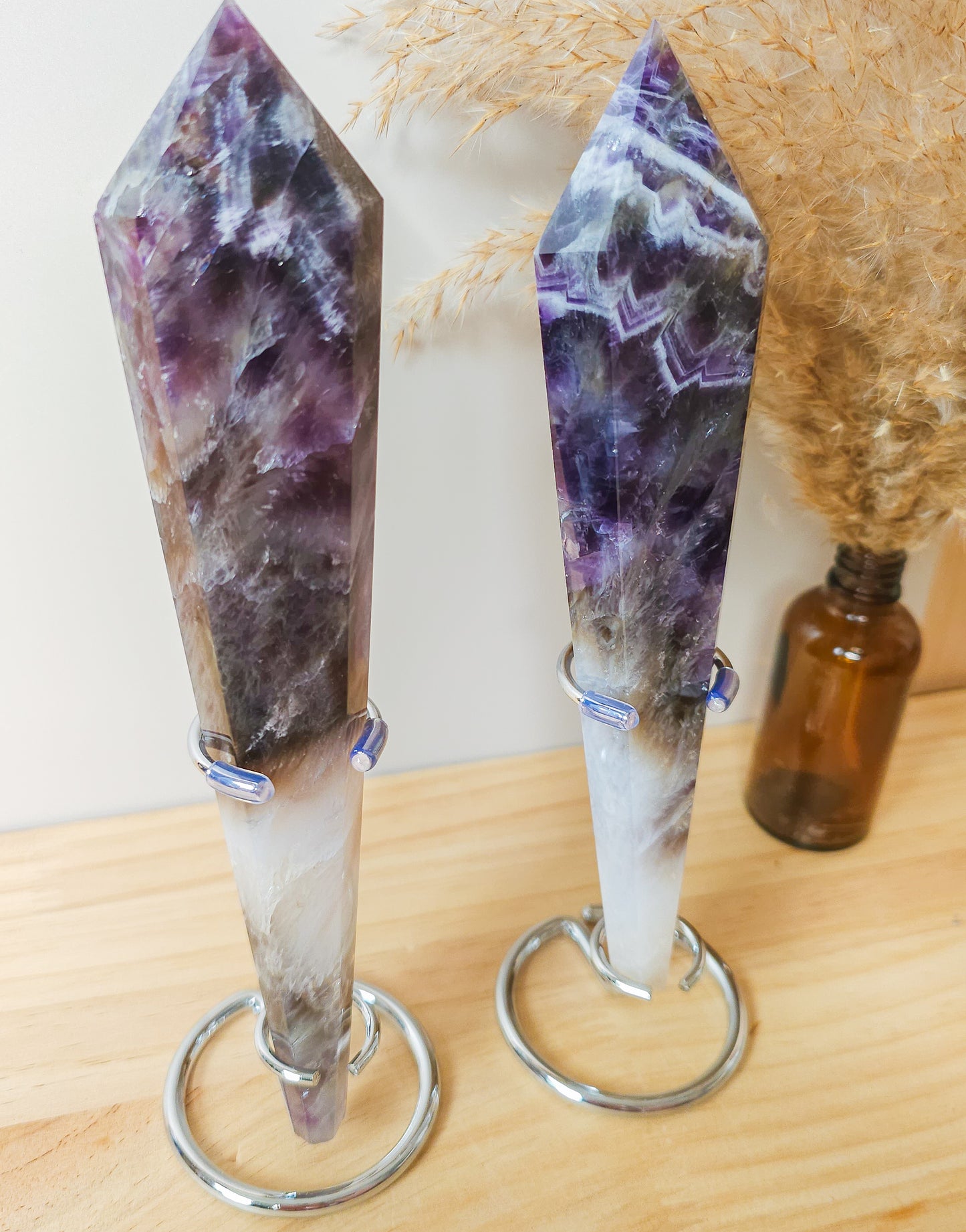 Dream Amethyst wands on stands