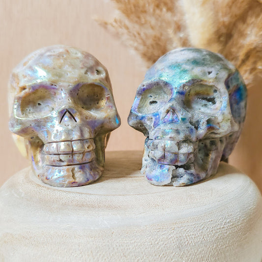 Aura Druzy Quartz Skulls