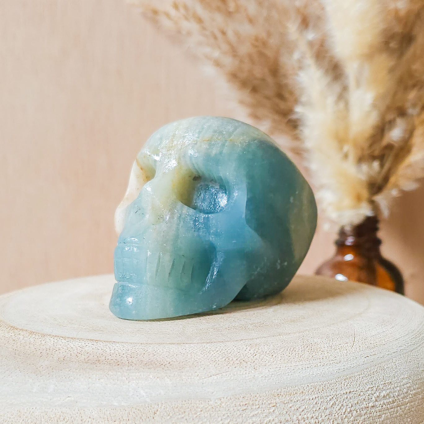 Blue Calcite/Aquatine Lemurian Calcite Skull