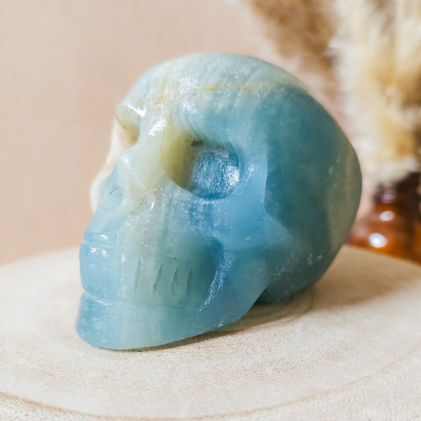 Blue Calcite/Aquatine Lemurian Calcite Skull