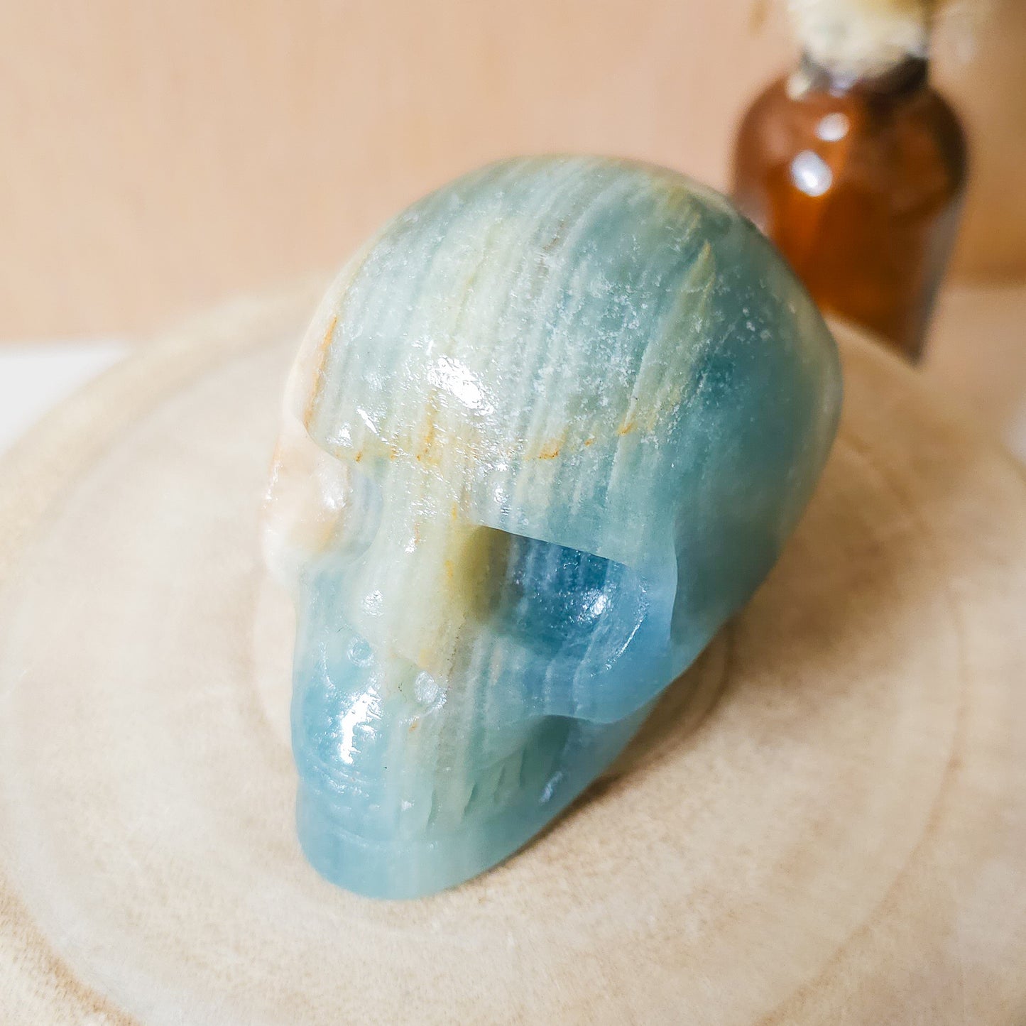 Blue Calcite/Aquatine Lemurian Calcite Skull