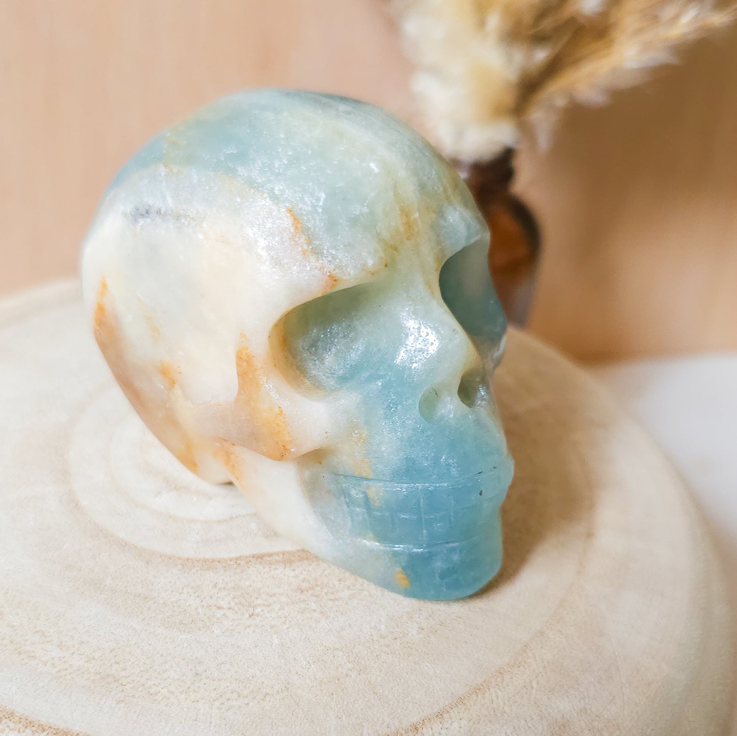 Blue Calcite/Aquatine Lemurian Calcite Skull