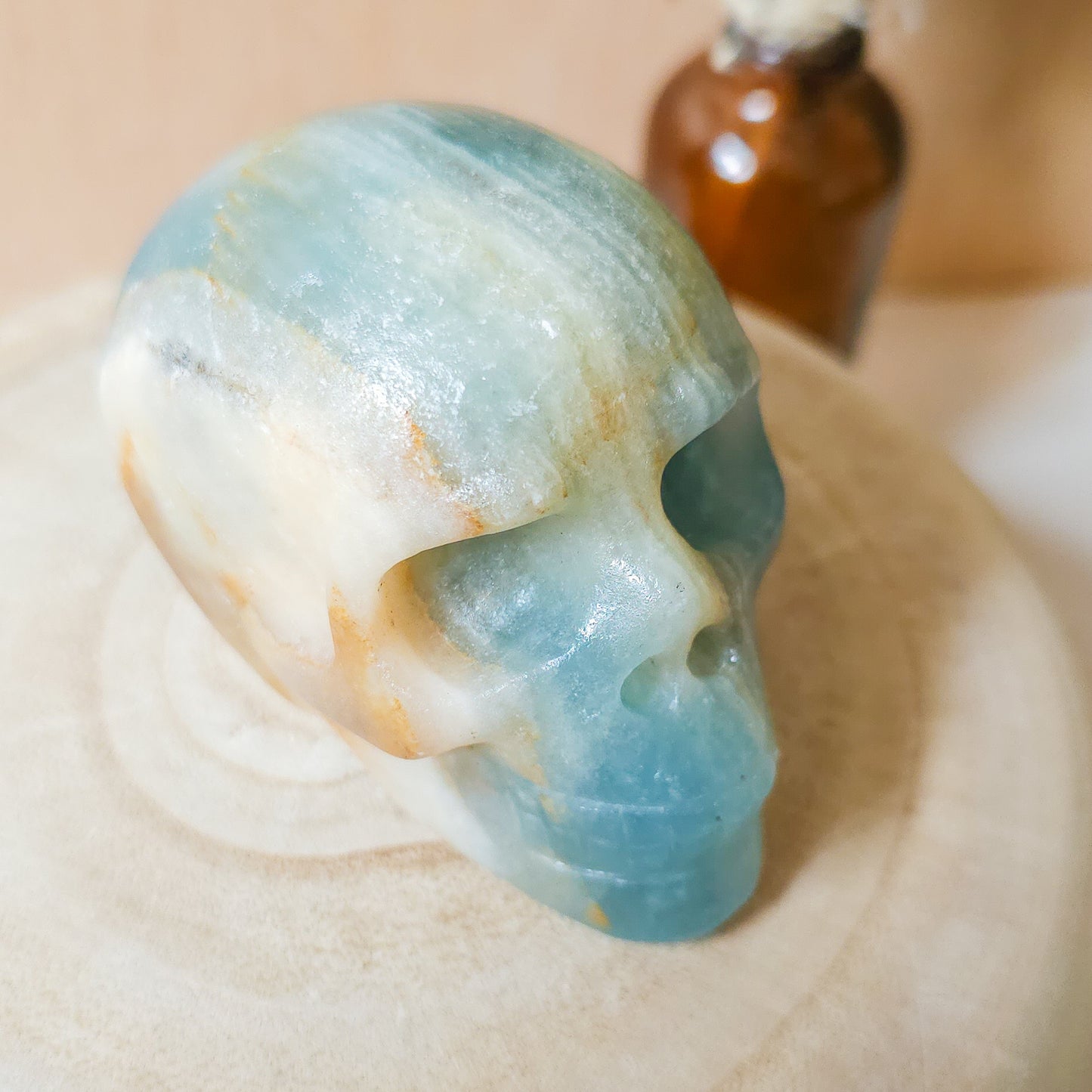 Blue Calcite/Aquatine Lemurian Calcite Skull