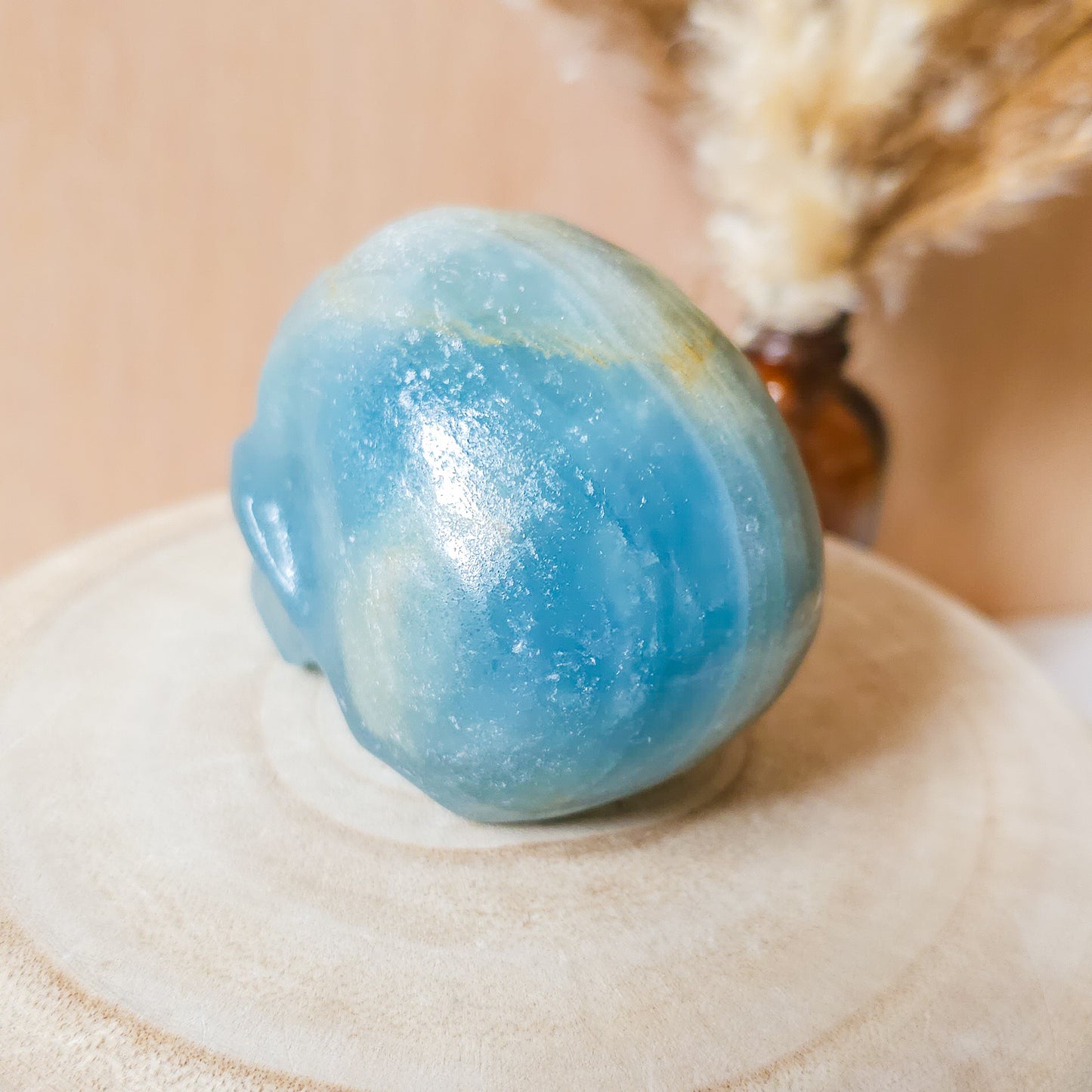 Blue Calcite/Aquatine Lemurian Calcite Skull