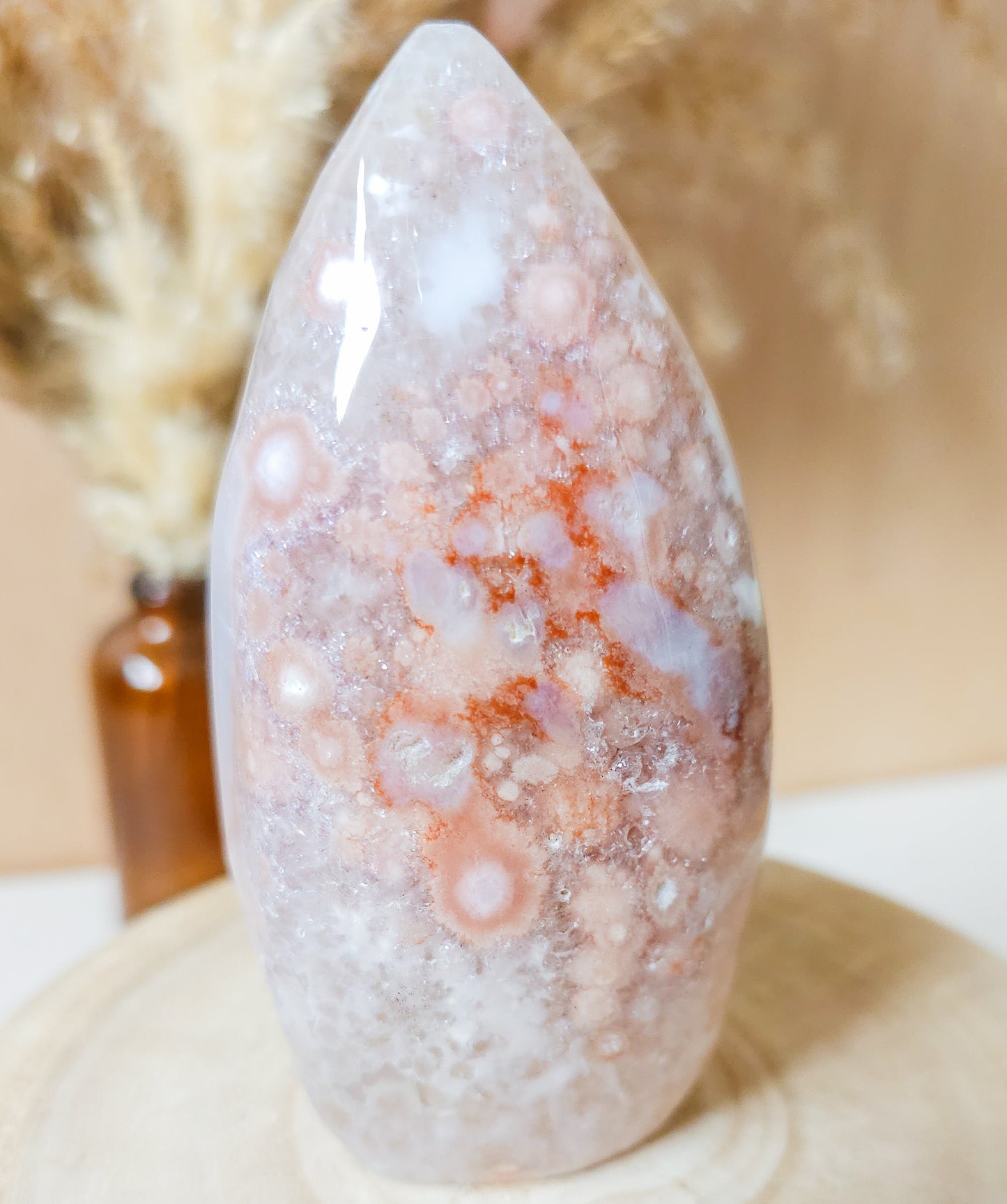 Pink Amethyst with Flower Agate and Quartz Free-form