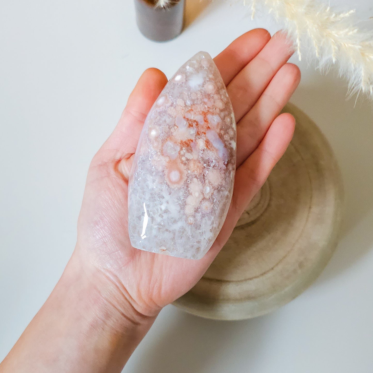 Pink Amethyst with Flower Agate and Quartz Free-form