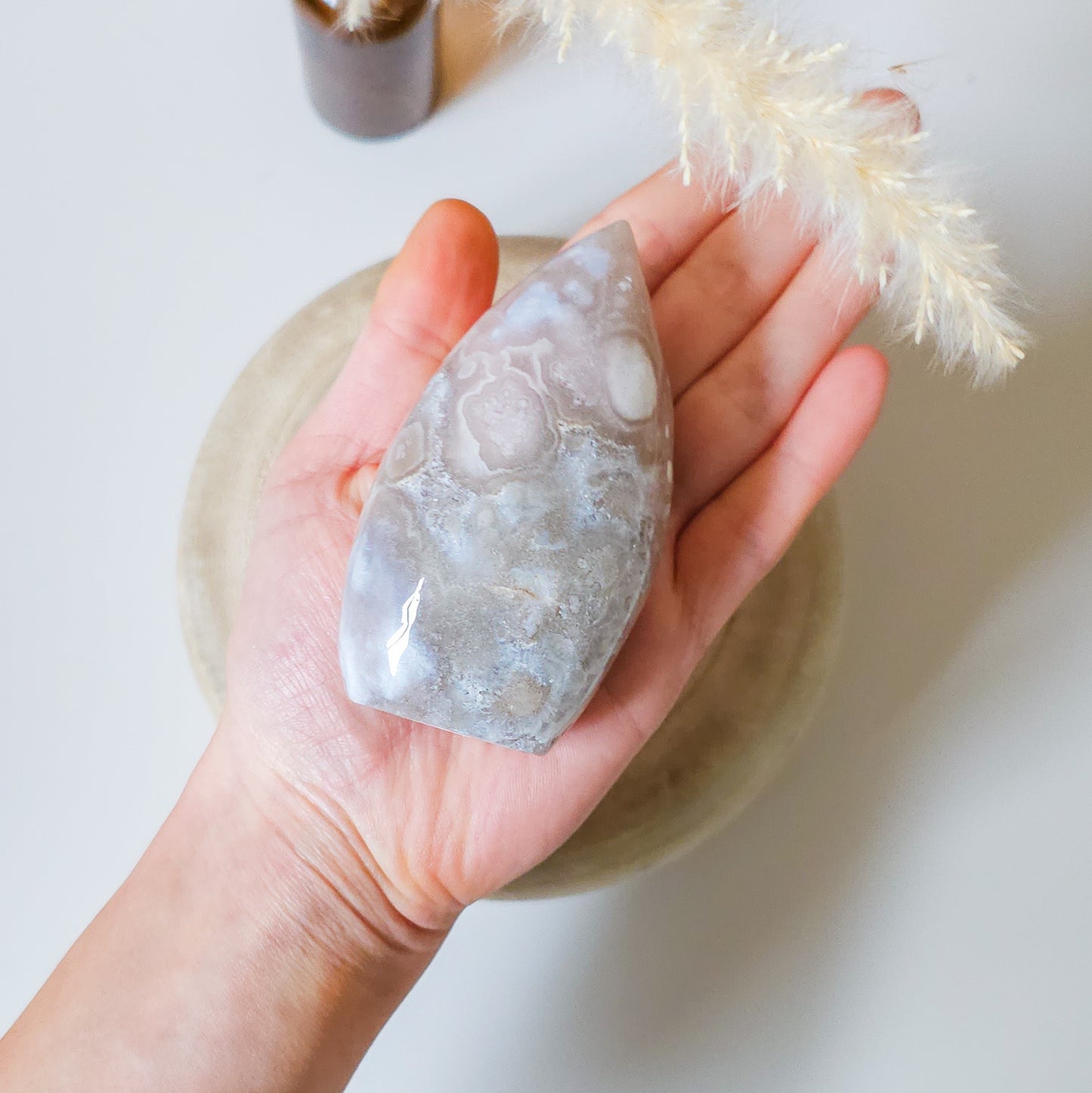 Pink Amethyst with Flower Agate and Quartz Free-form