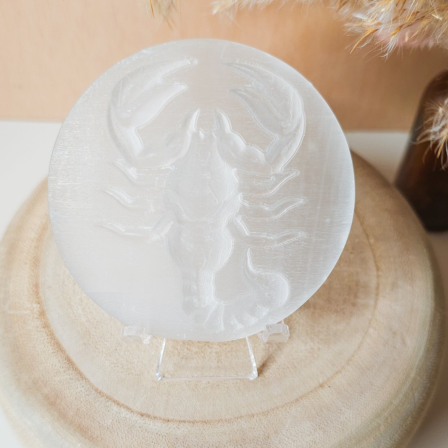 Scorpio Selenite Plaque