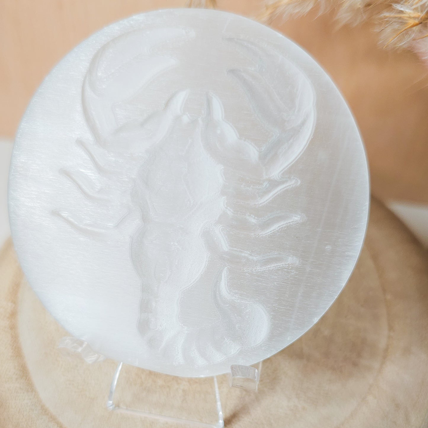 Scorpio Selenite Plaque