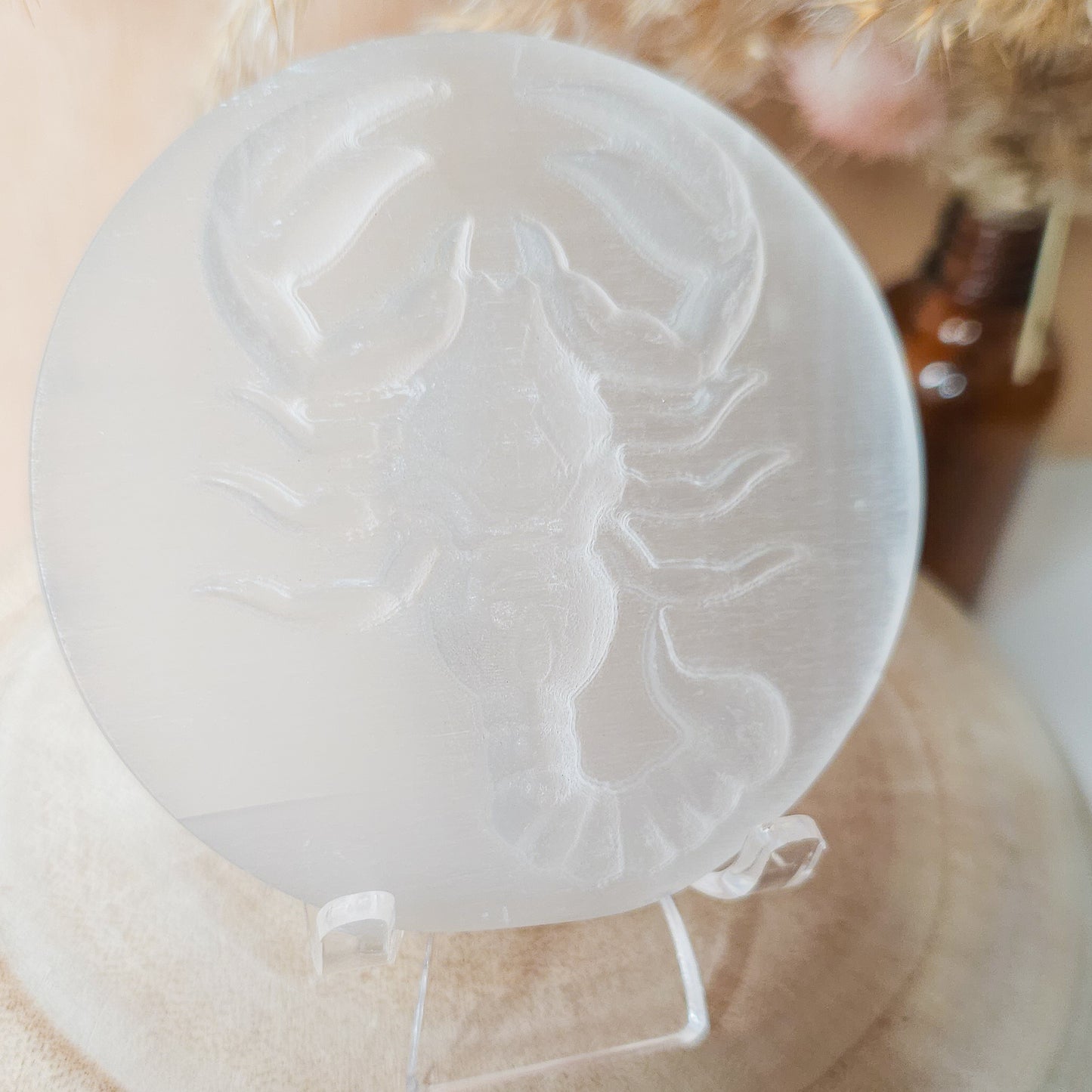 Scorpio Selenite Plaque