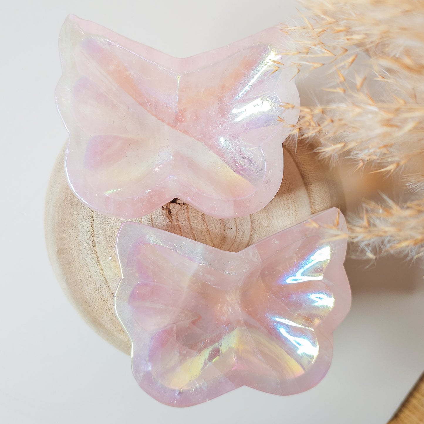 Aura Rose Quartz Butterfly Bowls