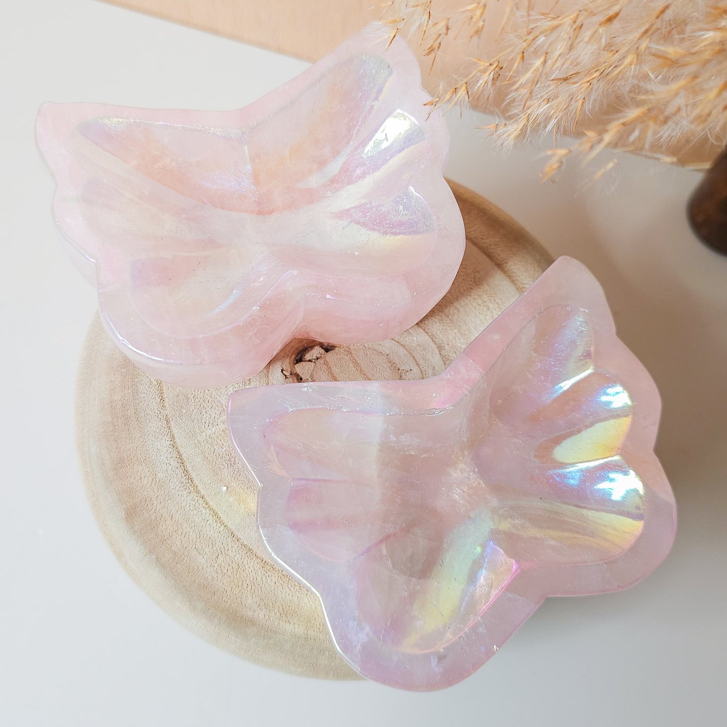 Aura Rose Quartz Butterfly Bowls