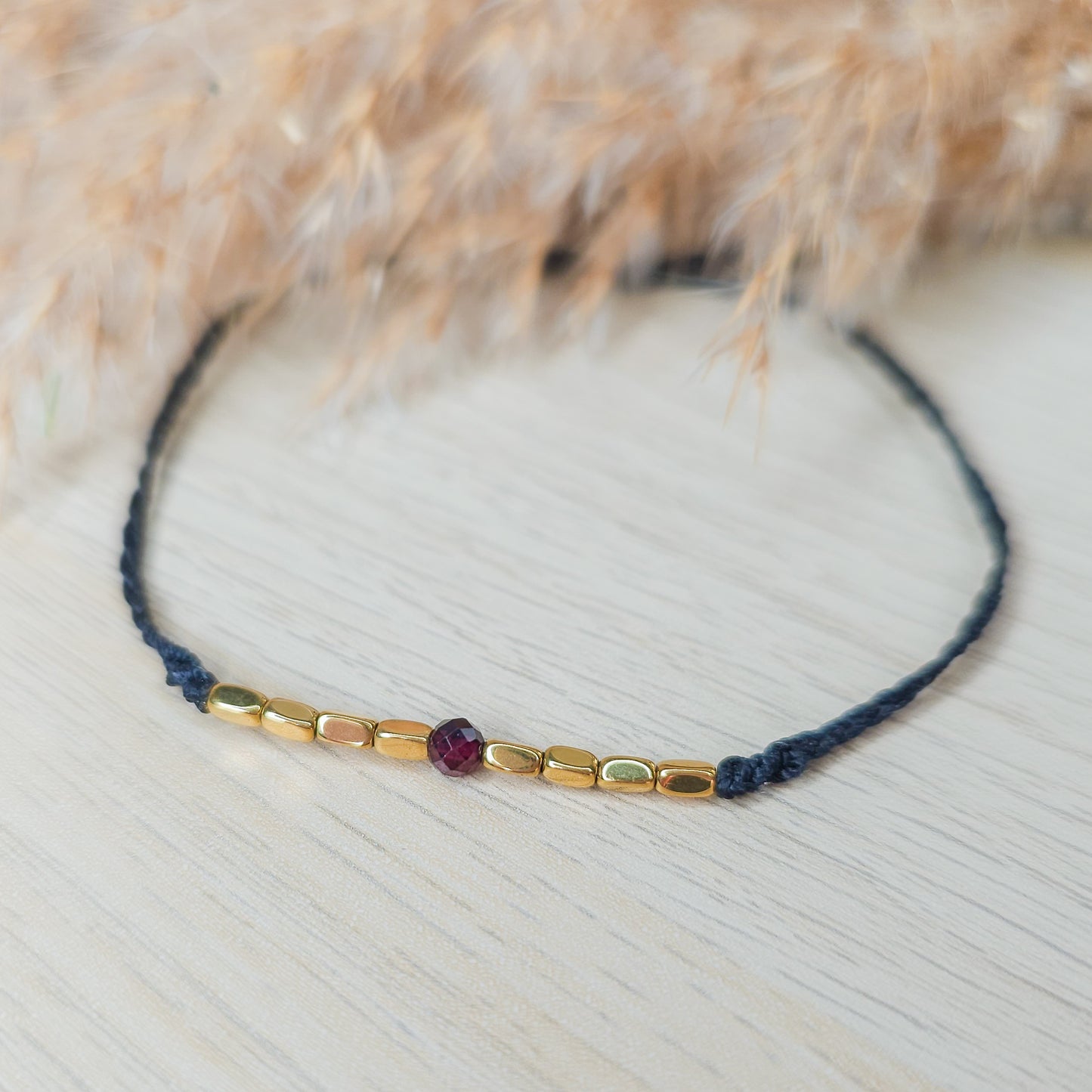 Garnet and Gold Plated Hematite bracelet