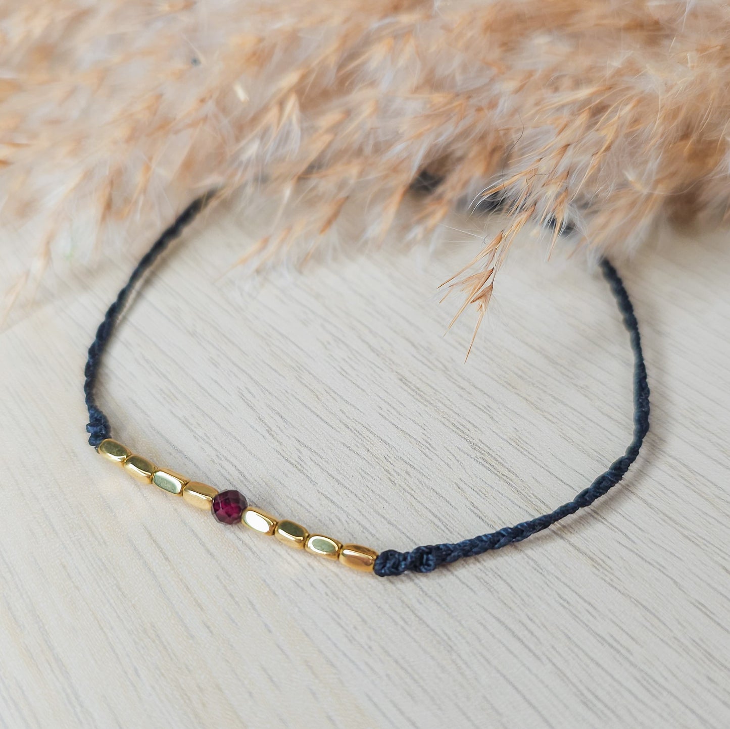 Garnet and Gold Plated Hematite bracelet