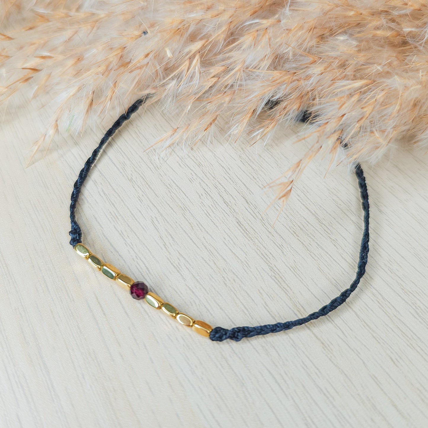 Garnet and Gold Plated Hematite bracelet