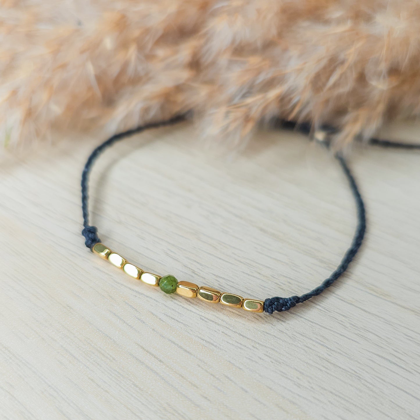 Verdelite - Green Tourmaline and Gold Plated Hematite Bracelet