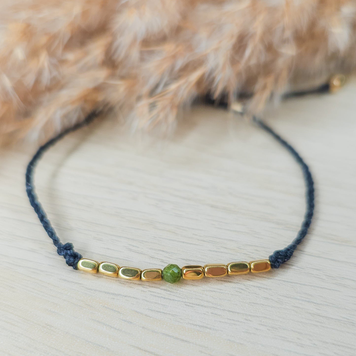 Verdelite - Green Tourmaline and Gold Plated Hematite Bracelet