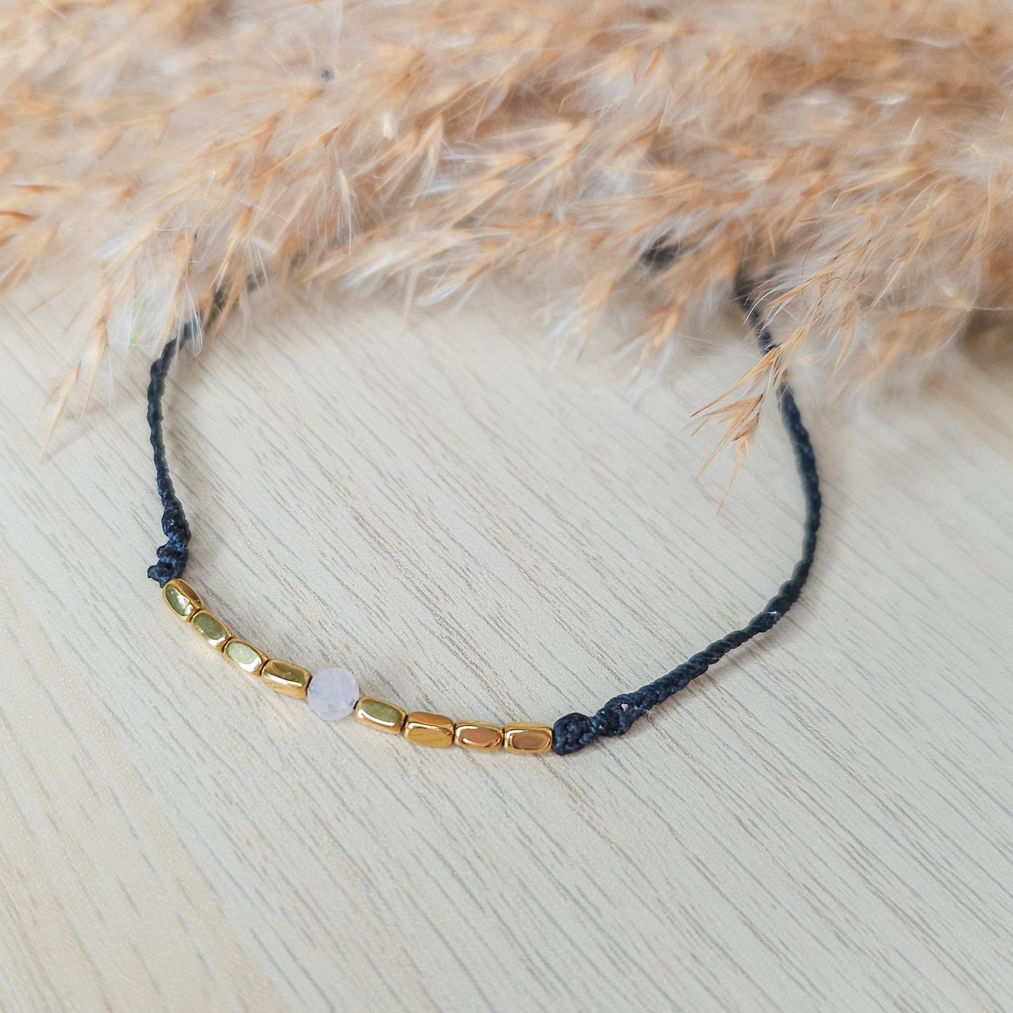 Rose Quartz and Gold Plated Hematite Bracelet