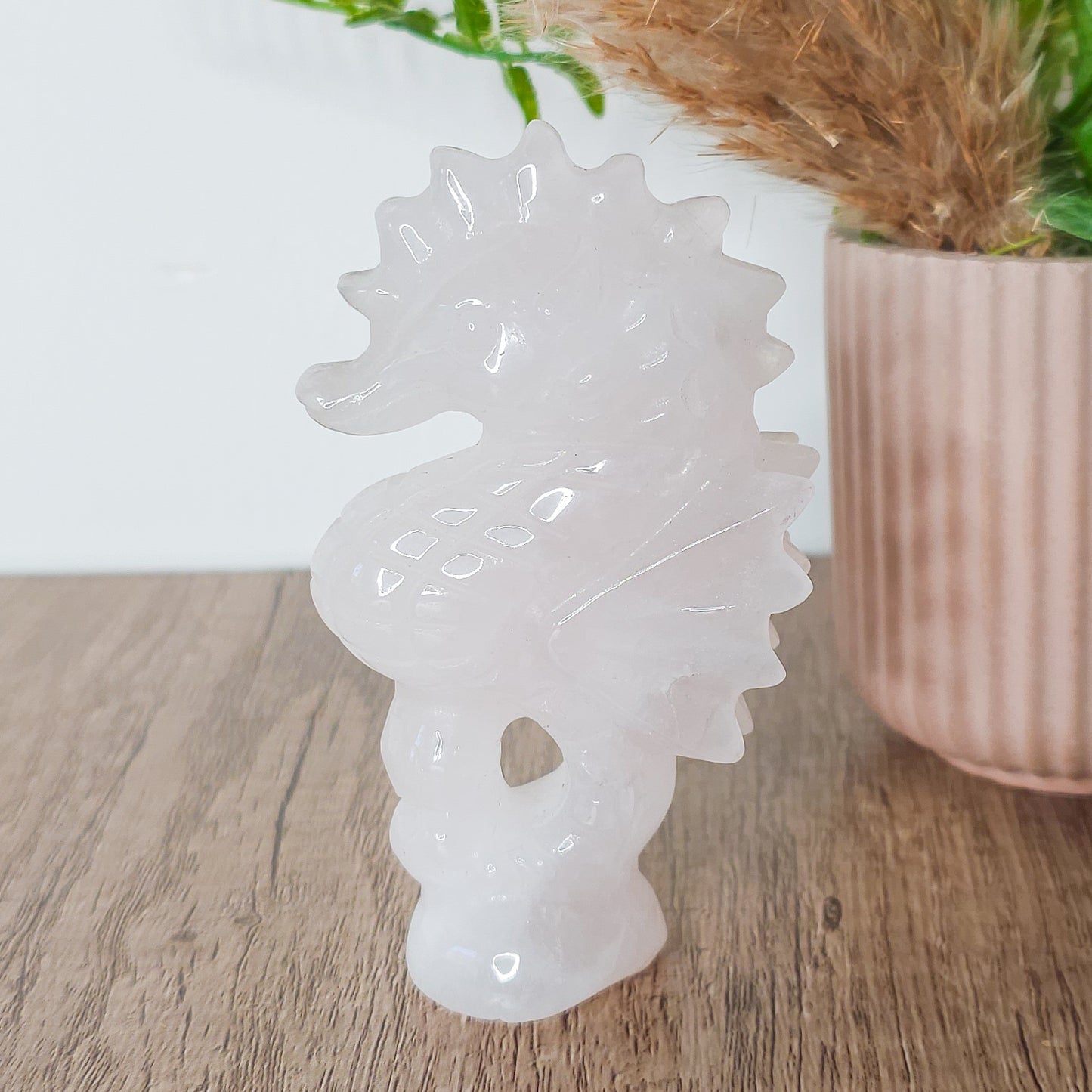 Rose Quartz Seahorse Carving