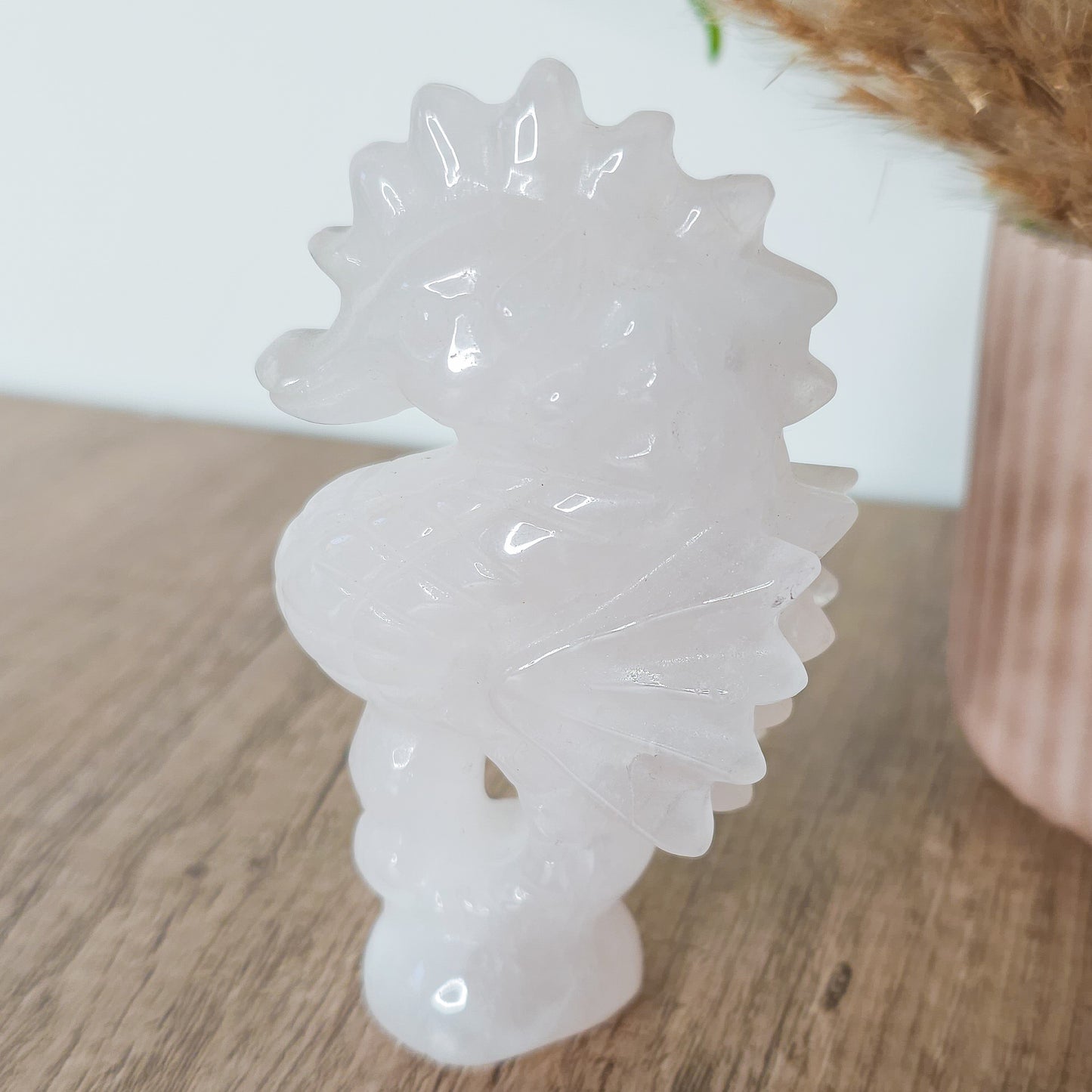 Rose Quartz Seahorse Carving