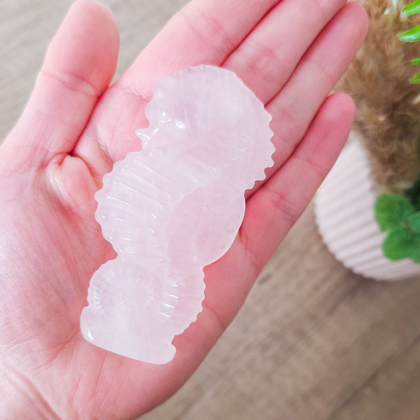 Rose Quartz Seahorse Carving