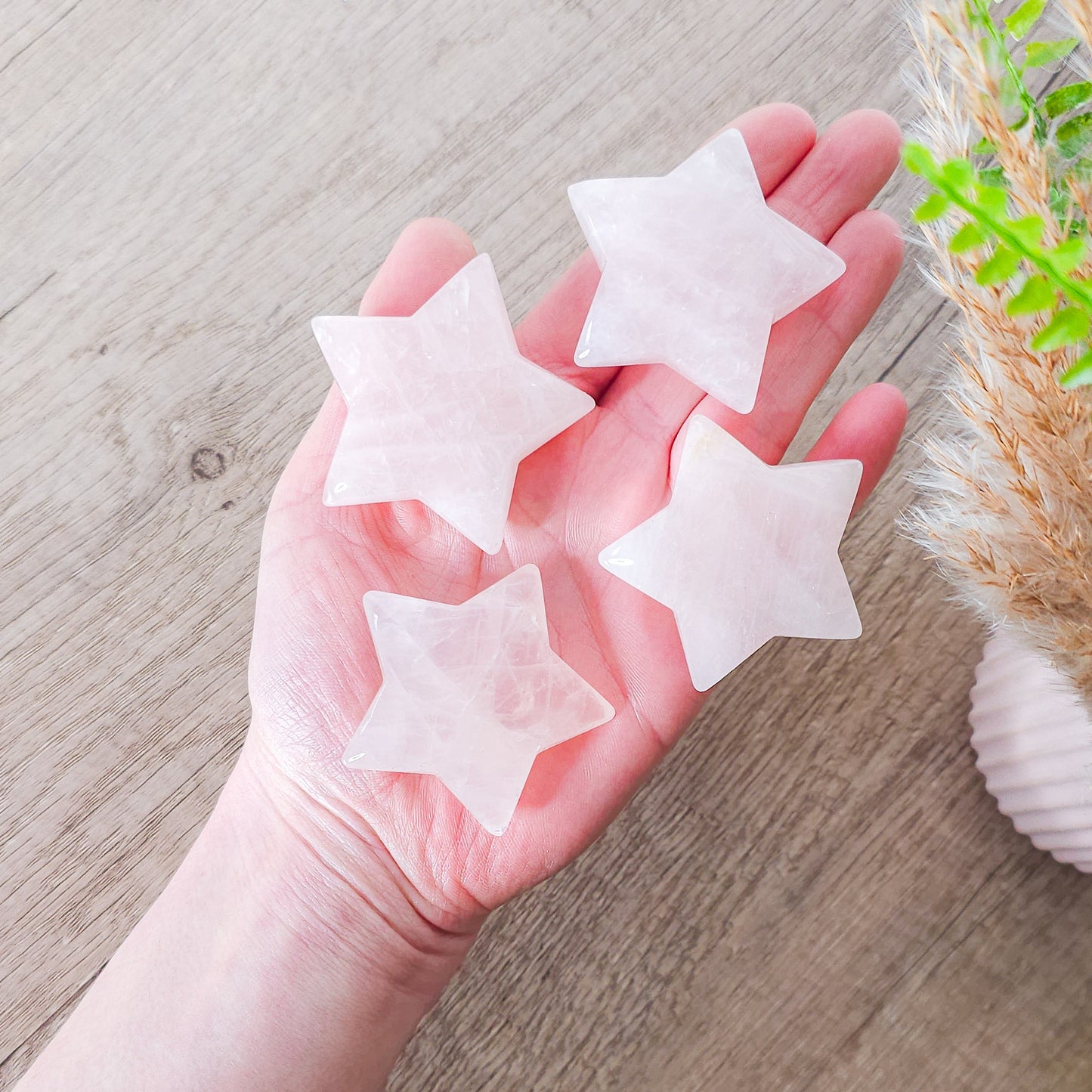 Rose Quartz Star Carving