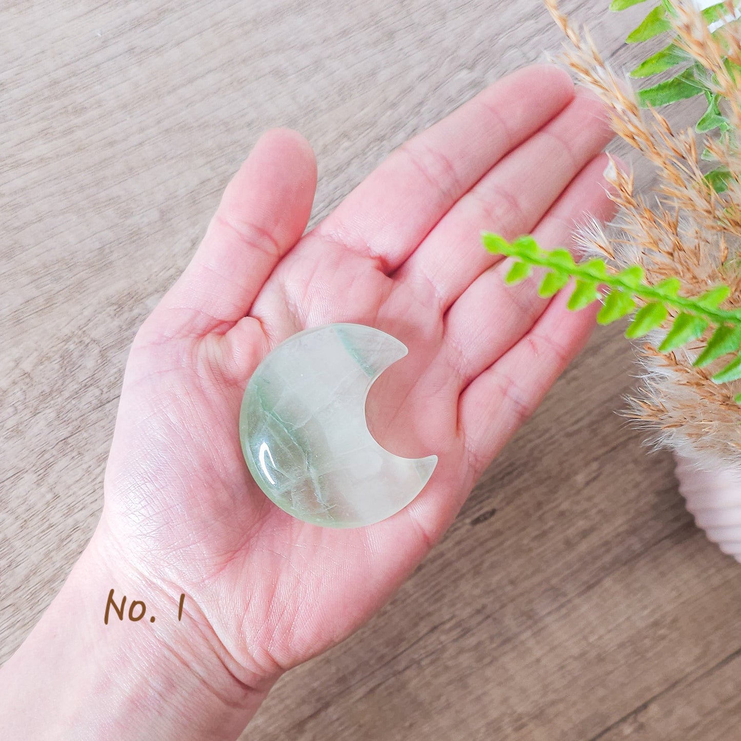 Green Fluorite Moon and Star Carvings