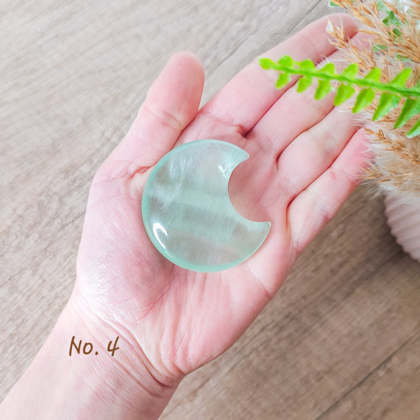 Green Fluorite Moon and Star Carvings