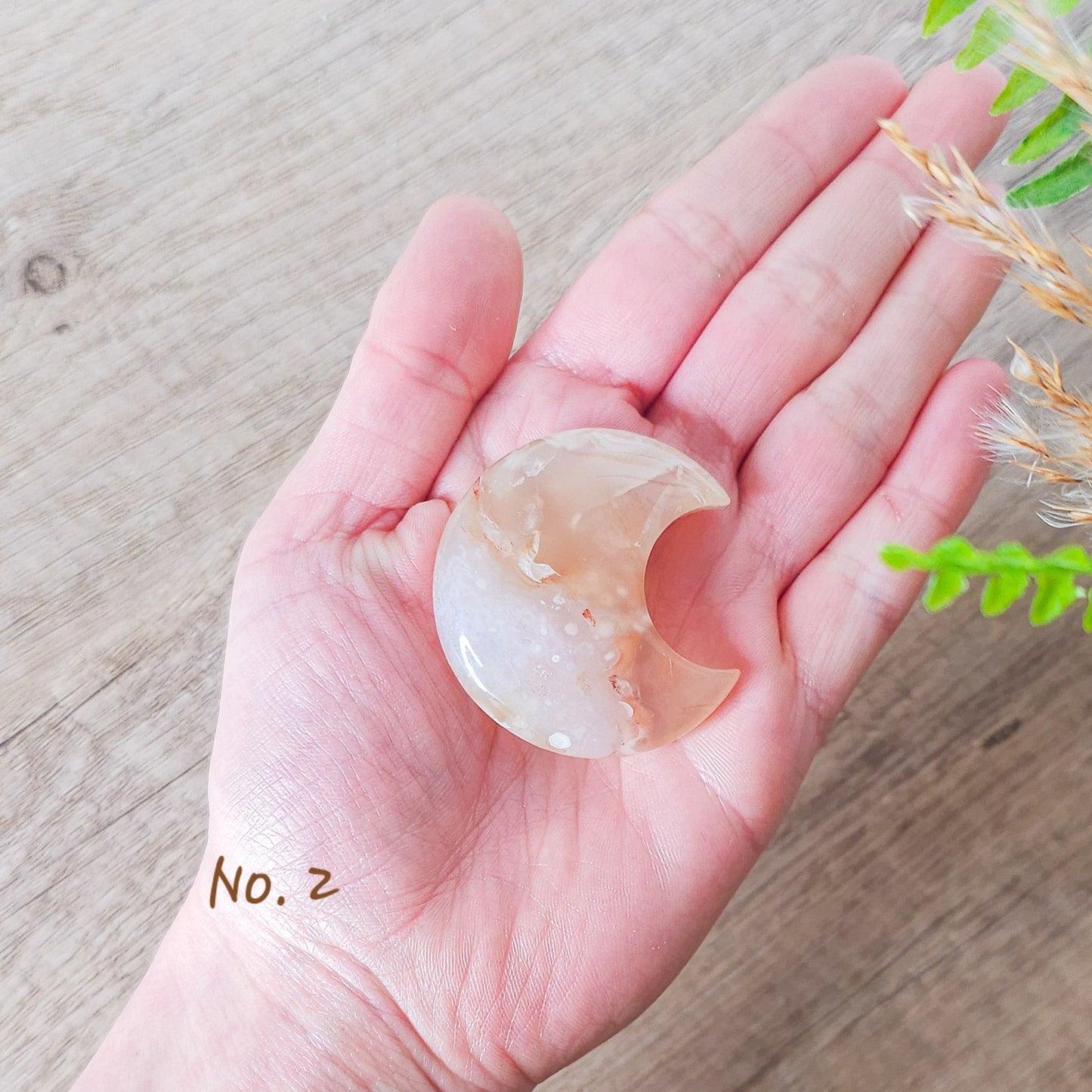 Flower Agate Moon Carvings