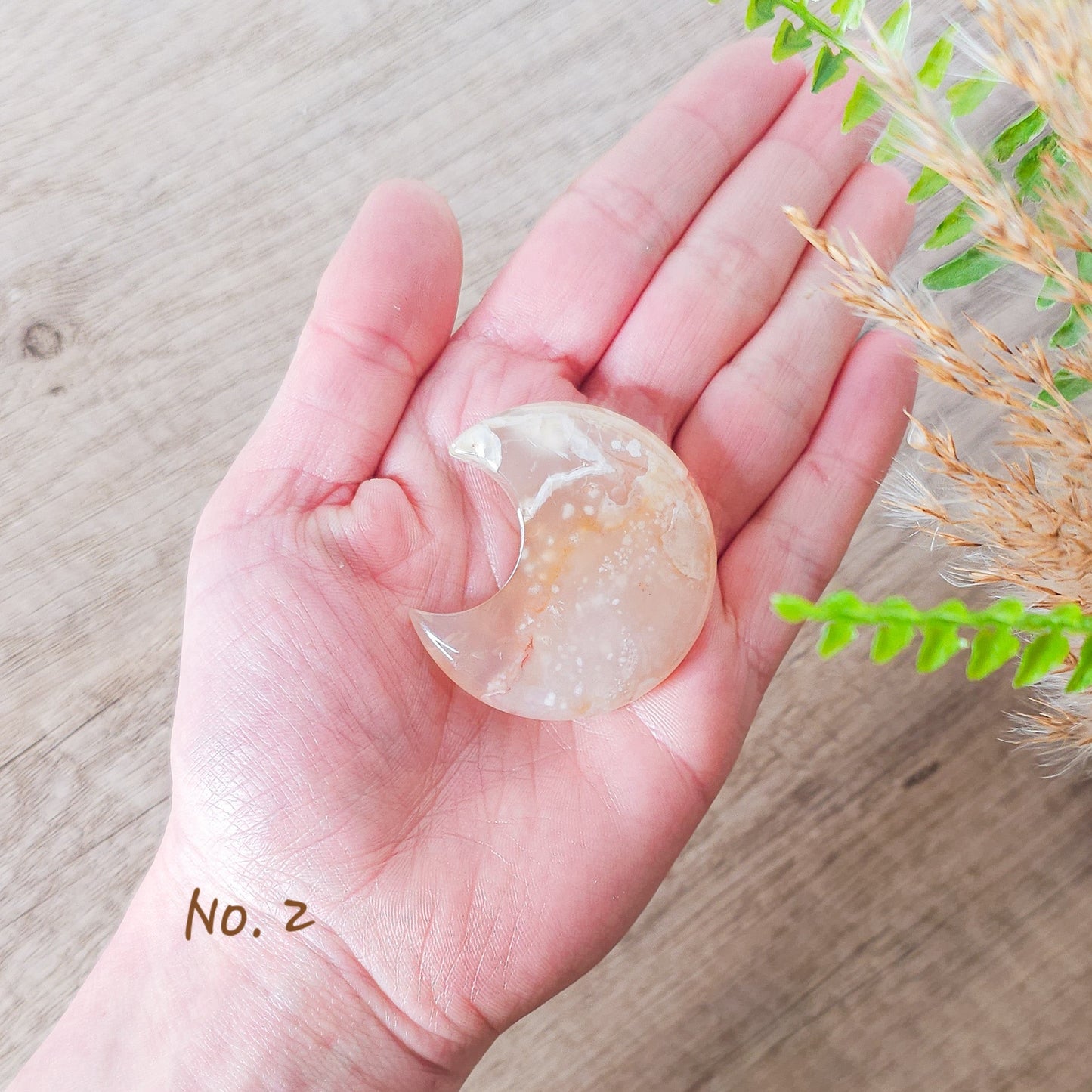 Flower Agate Moon Carvings
