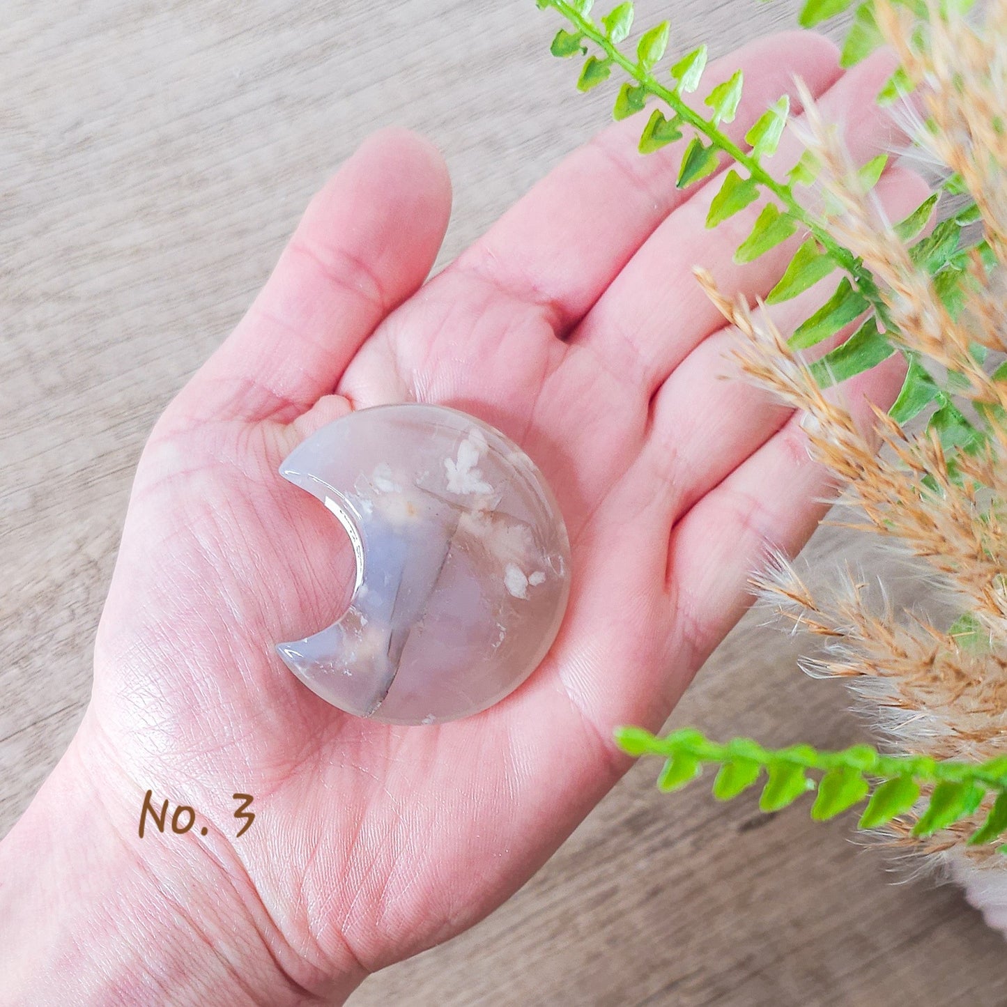 Flower Agate Moon Carvings